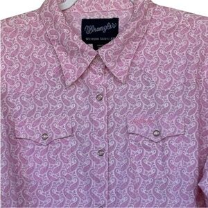 Wrangler Pink Paisley Print Pearl Snap Western Cowboy Shirt Size Size XXL